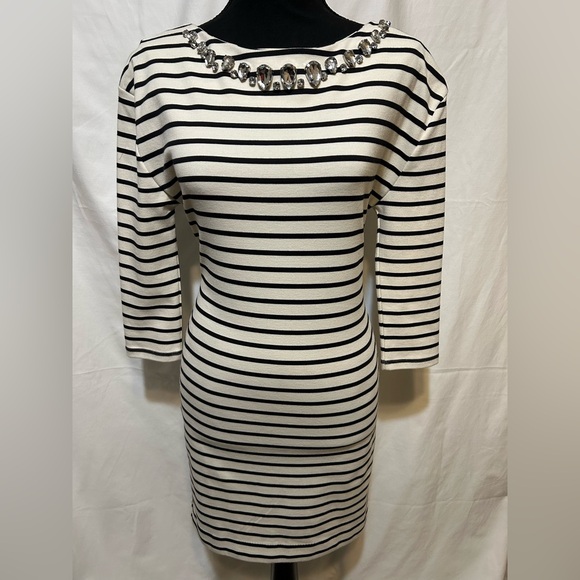 Juicy Couture Dresses & Skirts - Juicy Couture Stripe Black & White Y2K Bling‎ Dress Full Back Zipper XS